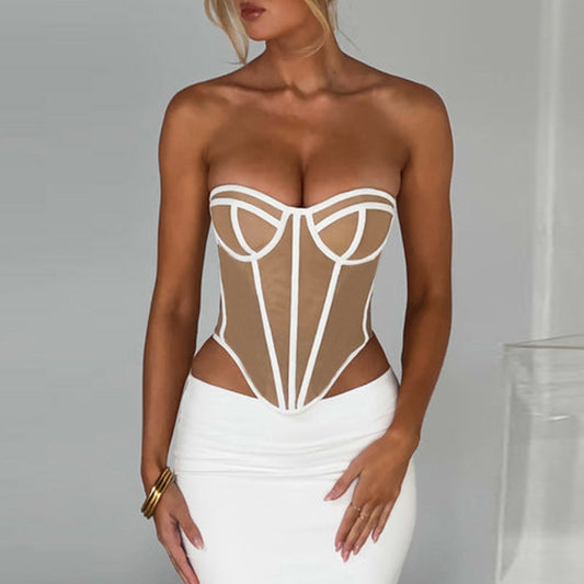 Faux Corset Tube Top